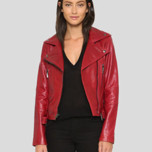 Berta Red Biker Leather Jacket