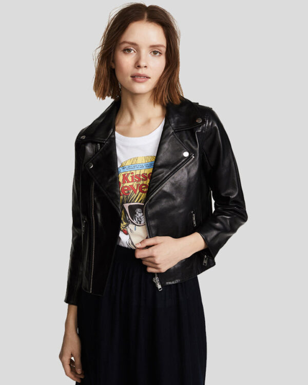 Cameron Black Biker Leather Jacket