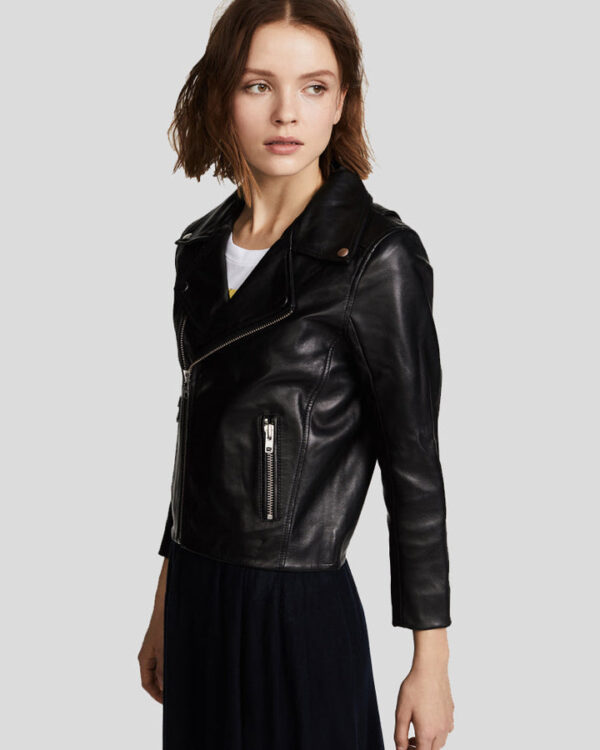 Cameron Black Biker Leather Jacket