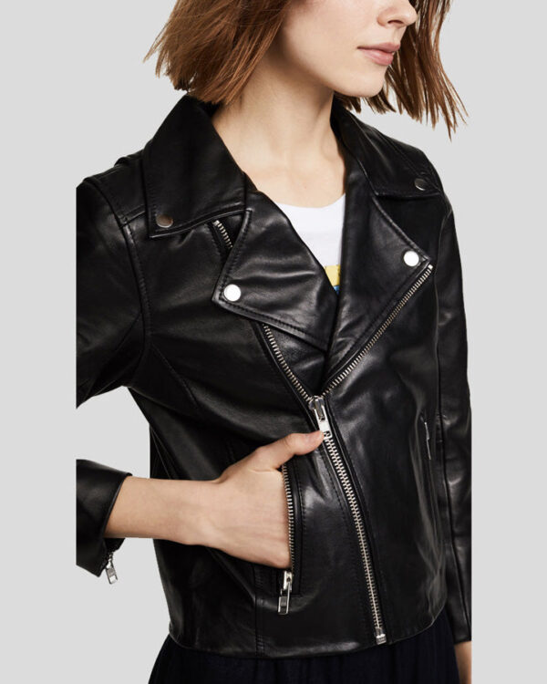 Cameron Black Biker Leather Jacket