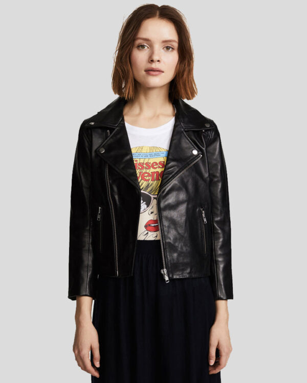 Cameron Black Biker Leather Jacket