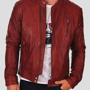 Iarlaithe Red Racer Leather Jacket