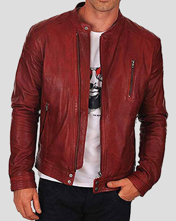 Iarlaithe Red Racer Leather Jacket