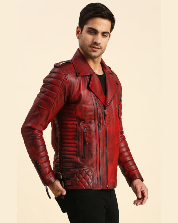 Dawson Distressed Red Motorcycle Leather Jacket