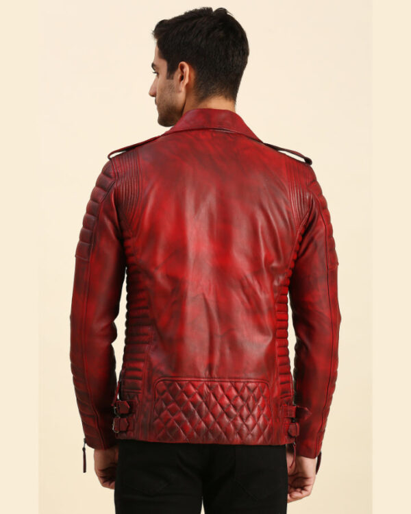 Dawson Distressed Red Motorcycle Leather Jacket