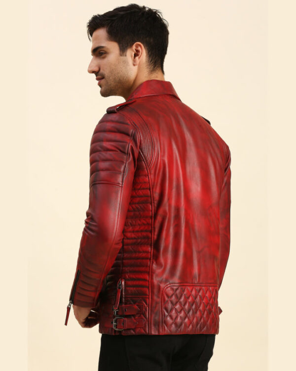 Dawson Distressed Red Motorcycle Leather Jacket