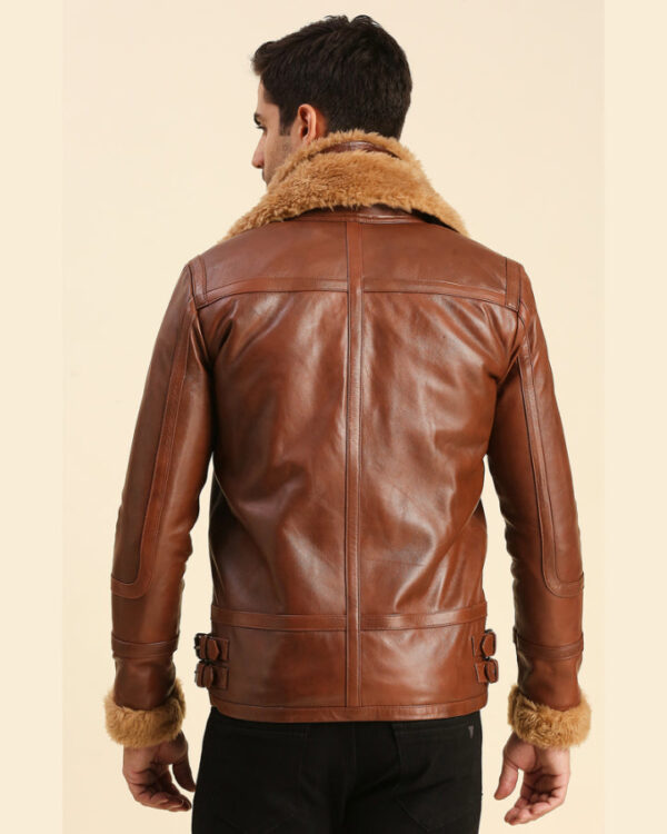 Brave Brown Leather Racer Jacket With Shearling