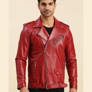 Bryce Red Biker Leather Jacket