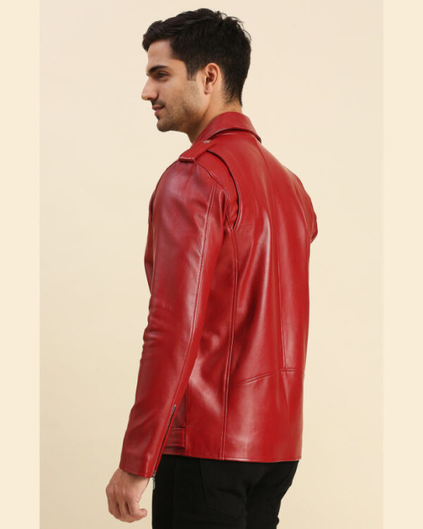 Bryce Red Biker Leather Jacket