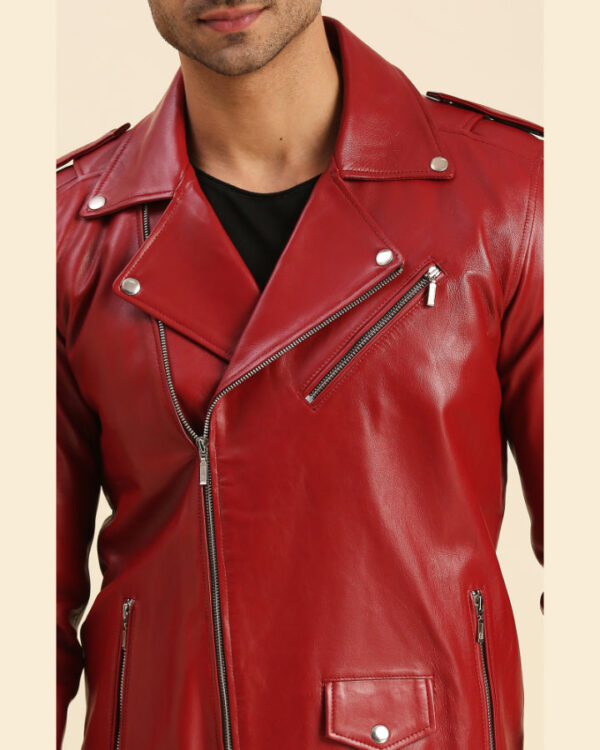 Bryce Red Biker Leather Jacket