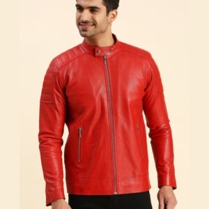 Fabian Red Racer Leather Jacket