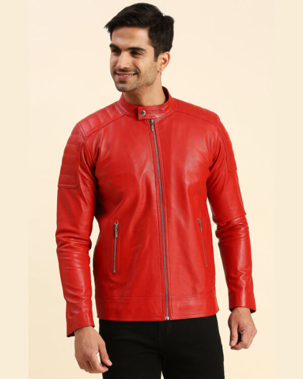 Fabian Red Racer Leather Jacket