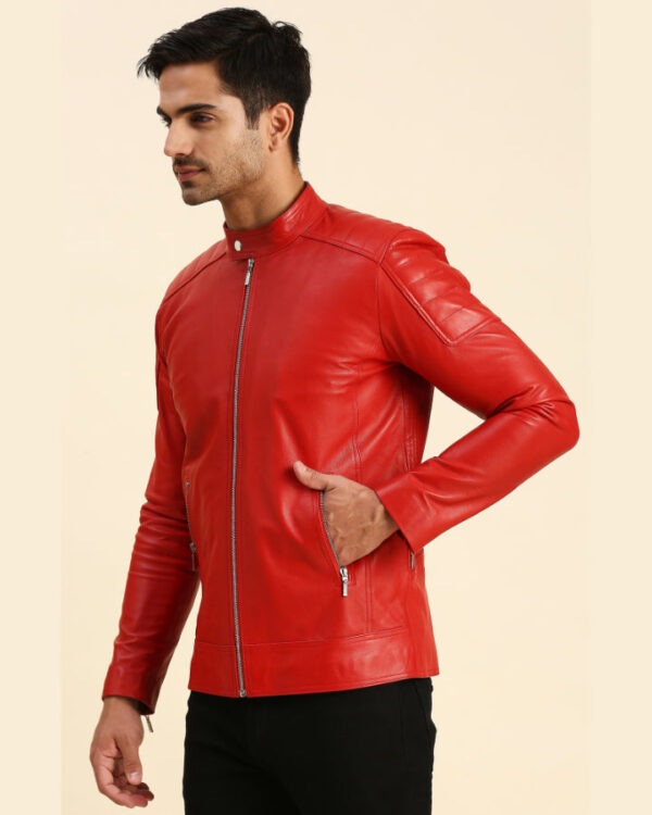 Fabian Red Racer Leather Jacket