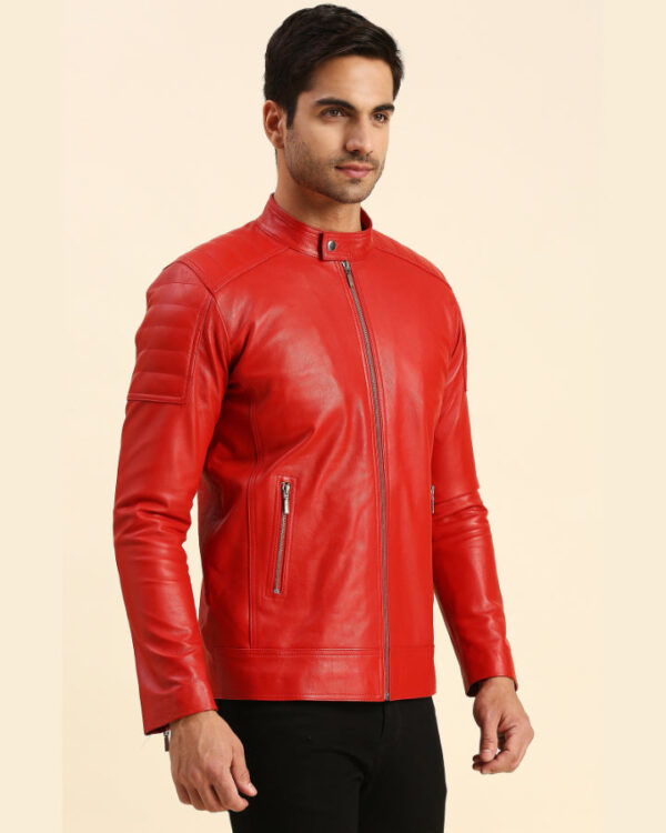 Fabian Red Racer Leather Jacket