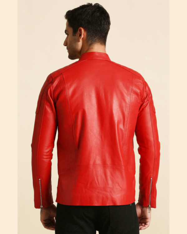 Fabian Red Racer Leather Jacket