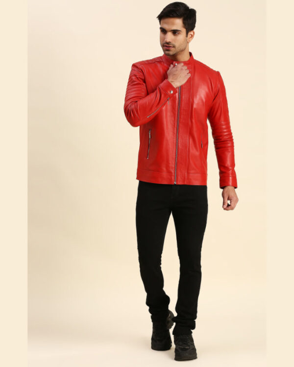 Fabian Red Racer Leather Jacket