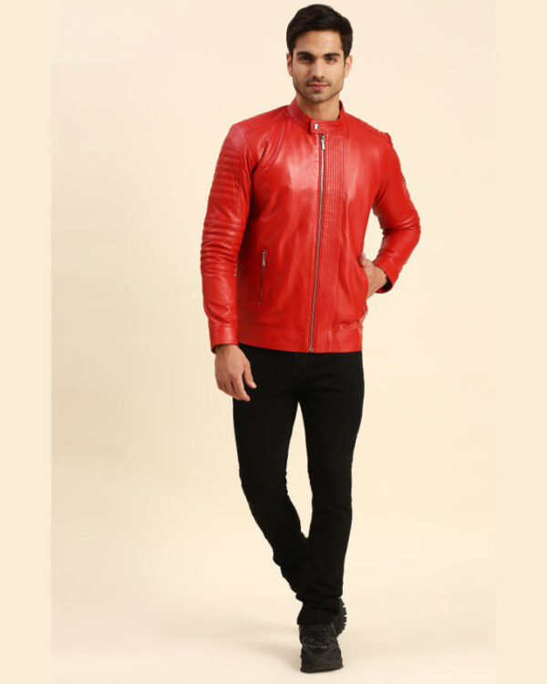 Fabian Red Racer Leather Jacket