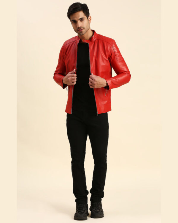 Fabian Red Racer Leather Jacket