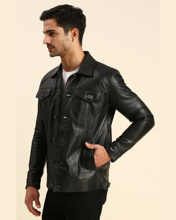 Charlie Black Motorcycle Leather Jacket