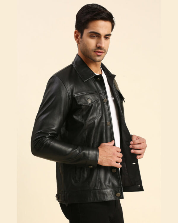 Charlie Black Motorcycle Leather Jacket