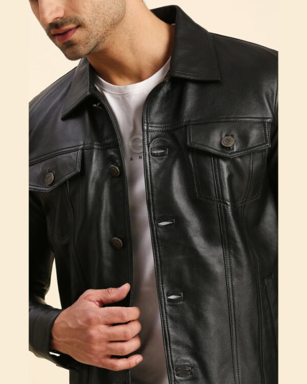 Charlie Black Motorcycle Leather Jacket