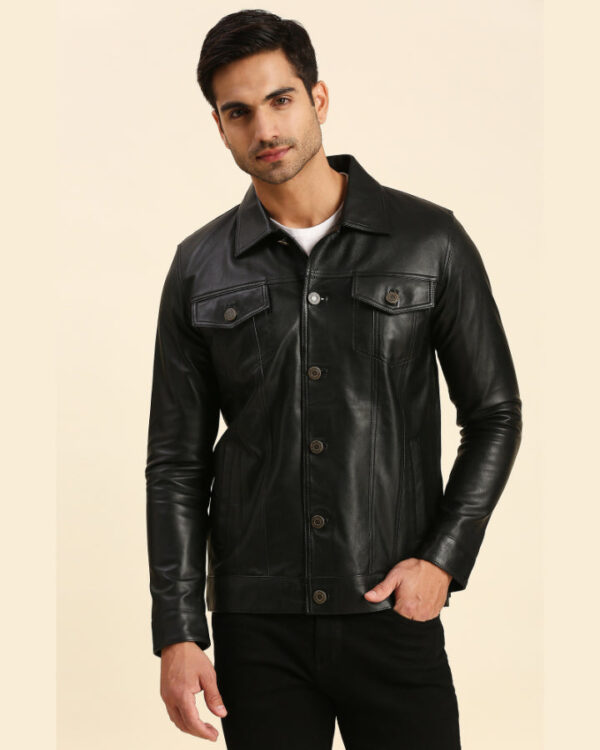 Charlie Black Motorcycle Leather Jacket