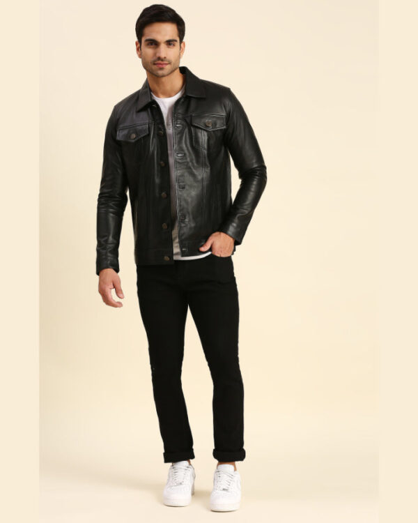 Charlie Black Motorcycle Leather Jacket