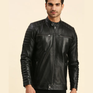 Aidan Black Leather Racer Jacket