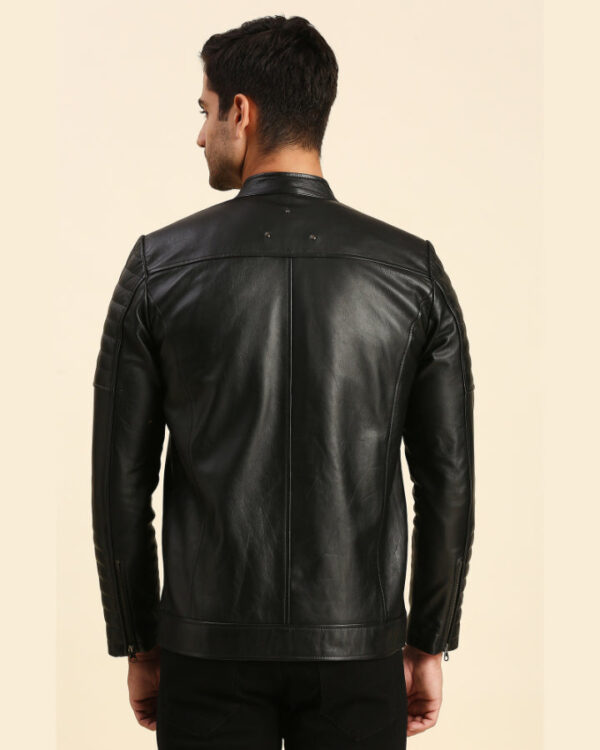 Aidan Black Leather Racer Jacket