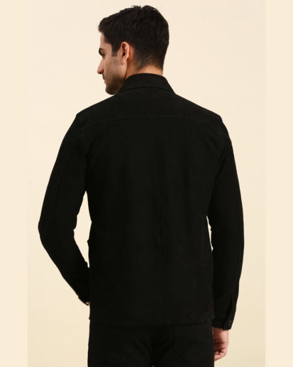 Colin Black Suede Leather Racer Jacket