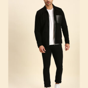 Colin Black Suede Leather Racer Jacket