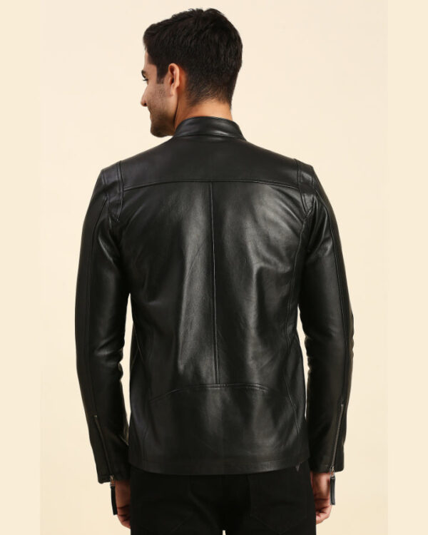 Gael Black Leather Racer Jacket