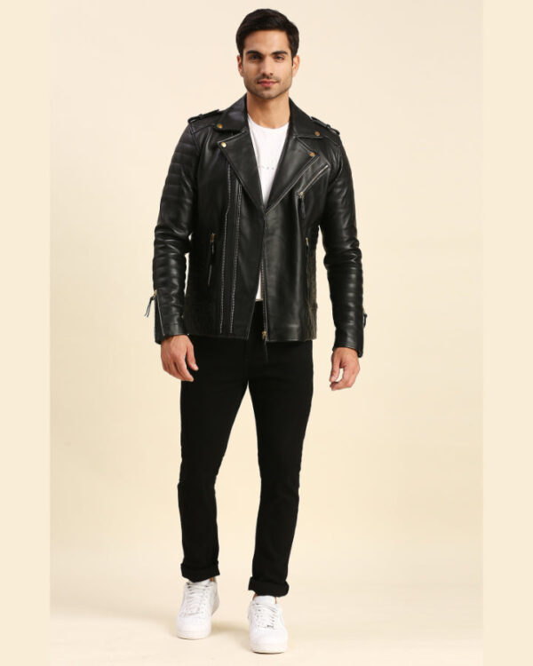 Jaden Black Motorcycle Leather Jacket