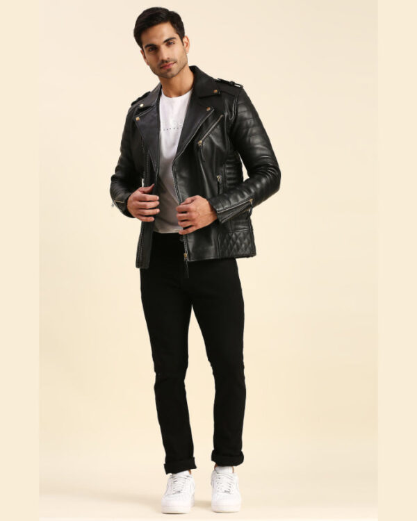 Jaden Black Motorcycle Leather Jacket