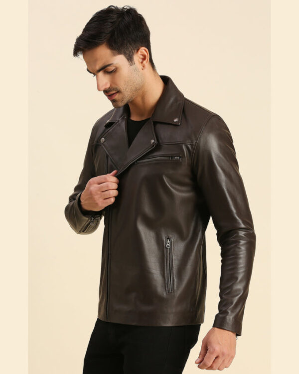 Alex Brown Biker Leather Jacket