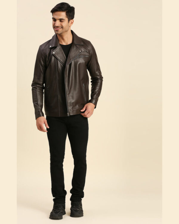 Alex Brown Biker Leather Jacket