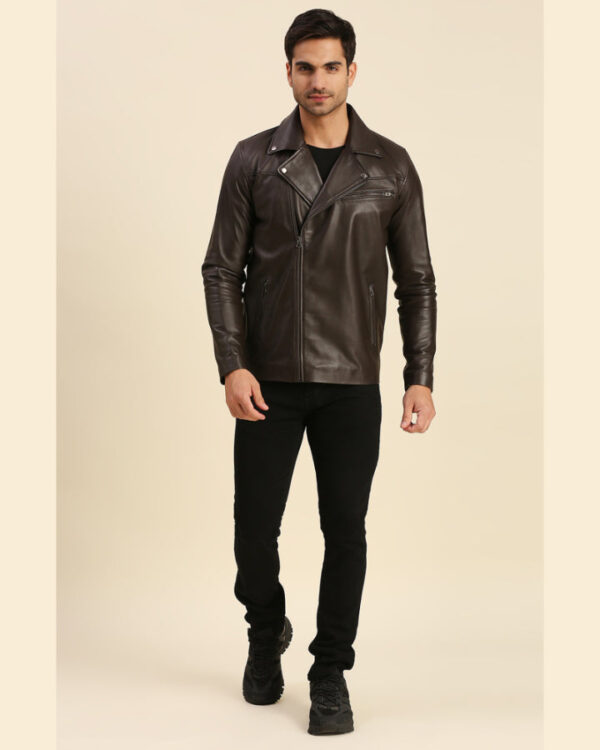 Alex Brown Biker Leather Jacket