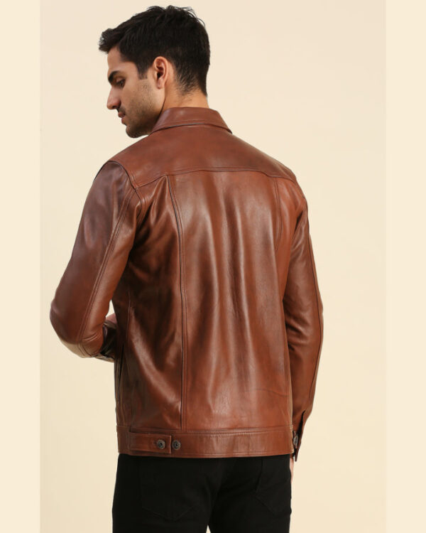 Cyrus Brown Leather Racer Jacket