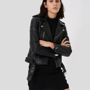 Róis Black Biker Leather Jacket