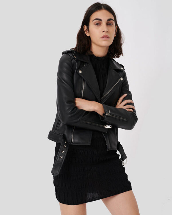 Róis Black Biker Leather Jacket