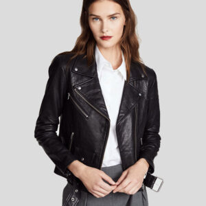 Adelina Black Biker Leather Jacket