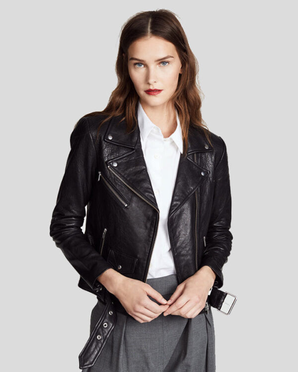 Adelina Black Biker Leather Jacket