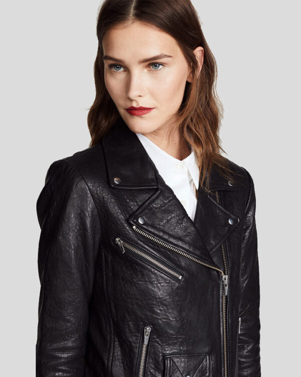 Adelina Black Biker Leather Jacket