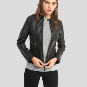 Imani Black Biker Leather Jacket