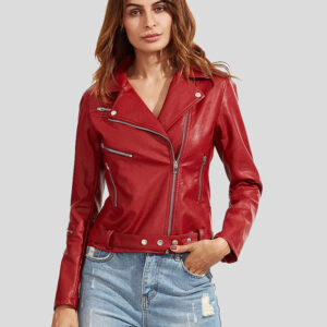 Luna Red Biker Leather Jacket