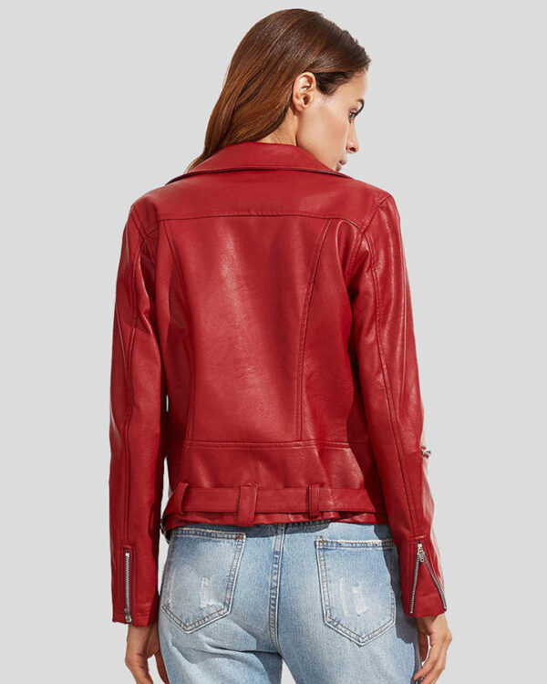 Luna Red Biker Leather Jacket