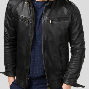 GIOVANNI Black Biker Leather Jacket