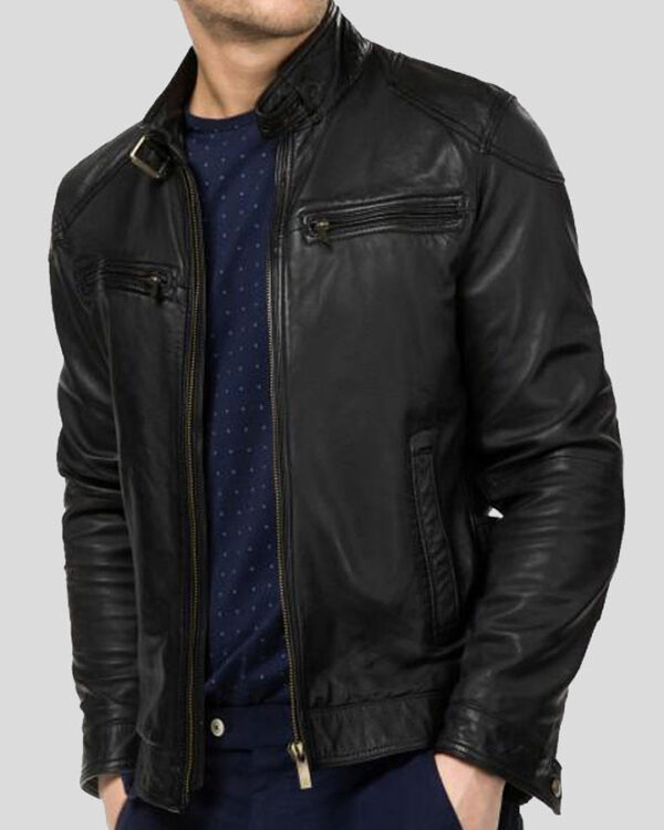 GIOVANNI Black Biker Leather Jacket