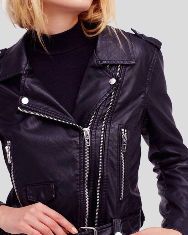 Zahia Black Biker Leather Jacket