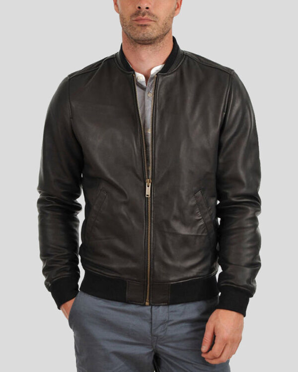 HERA Black Bomber Leather Jacket